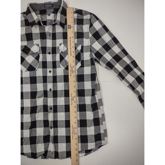 Carbon Classic Fit Long Sleeve Black White Bold Plaid Shirt Mens Size L *READ - Picture 3 of 9